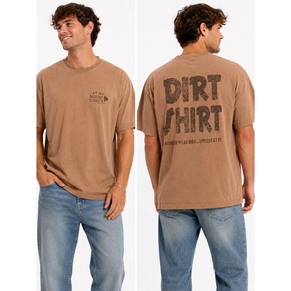 Vintage Dirt Shirt Graphic T-Shirt Men's Large Peach Hawaii Tourist Cotton Tee
